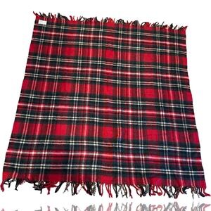 Sobel Westex Luxury Deck Blanket 100% Pure New Wool Red Tartan Plaid Made Greece